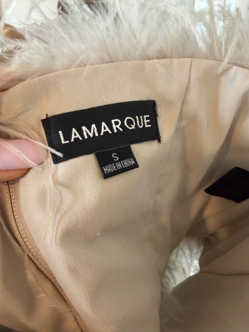 LaMarque Ostrich Feather Crop Top Small Beige Luxury Party - Picture 3 of 5